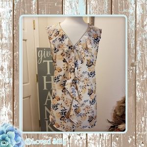 Zip Up Ruffled Front Sleeveless Top